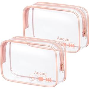 Aucuu Beauty Case Trasparente, 2 Pezzi Borse Da Toilette Trasparente, Borse da Viaggio Impermeabile, Borsa Cosmetici Trasparente, Cosmetico Trasparente, Beauty Case da Viaggio