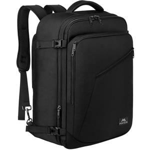 MATEIN Zaino Viaggio 40x30x20, Bagaglio a Mano Aereo Zaino da Viaggio per Donna Uomo, 30L Zaini Cabina Compatto Leggero Zaini Casual Espandibile Travel Bag per Ryanair, Wizz Air, Easyjet, Nero