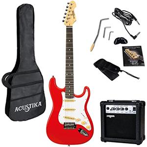 Acustika - chitarra elettrica 39' - incluso amplificatore per chitarra da 10 watt, corde di sostituzione, Custodia, tracolla, plettri e chiavini.