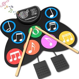 Clordeal Batteria Elettronica per Bambini | 9 Pad, 3 Toms, 2 Crash, 1 Hi-hat, 1 Ride, 1 Snare, 1 Bass Drum, 7 Timbri, 10 Demo, 9 Ritmi | Batteria per Bambini