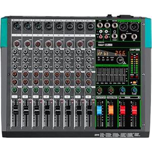 Depusheng PA8 Mixer professionale Console DJ a 8 canali con 256 opzioni di effetti DSP Connessione wireless Bluetooth Chiavetta USB Alimentazione phantom 48V