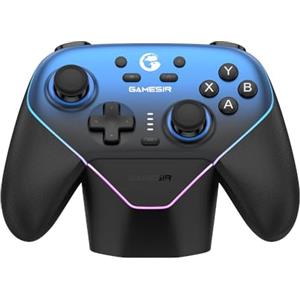 GameSir Super Nova Controller Wireless con Base di Ricarica - Stick Hall Effect, Grilletti Regolabili - Switch Gyro/NFC, PC, Mobile - Nightfall Blue