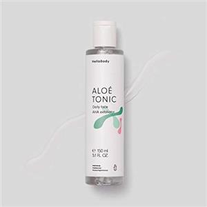 HelloBody ALOÉ TONIC Daily Face AHA Exfoliator (150 ml) - Peeling viso vegano - Maschera detox delicata - Crema viso con alfa-idrossiacidi - Aloe Vera