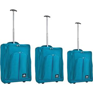 PROVITERA Set 3 Valigie Morbide Resistenti, Bagaglio a Mano con Rivestimento Morbido e Maniglia Telescopica, Valigia Trolley Resistente da Viaggio Morbida con Ruote Coveri Viale Morin (Azzurro)