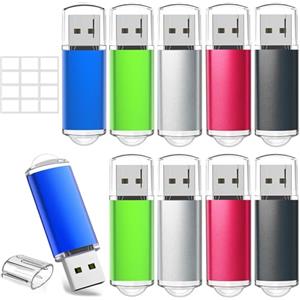WISEORANGE 8GB Chiavetta USB 10 Pezzi Pen Drive 8GB WISEORANGE Metallo USB2.0 Unità Memoria USB per PC, Laptop,TV con Luce LED (10 colori)