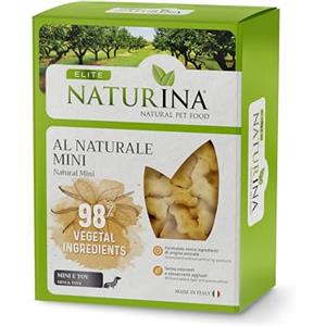 NATURINA-Elite Biscotto al Naturale Mini per Cani Adulti, Gustoso e Digeribile, per l'Igiene Orale, Senza Ingredienti di Origine Animale e Coloranti, Taglia Mini e Toys, Made in Italy, Scatola da 300g