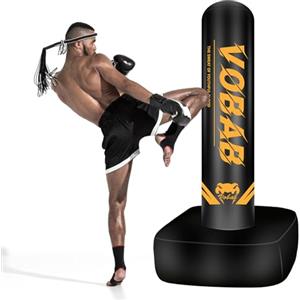 WELLTE Sacco da boxe autoportante 175 cm, allenamento MMA, Muay Thai e fitness, supporto gonfiabile per kickboxing, attrezzatura essenziale
