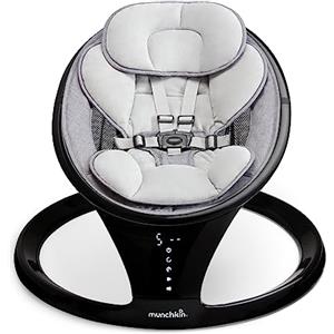 Munchkin Altalena Elettrica per Bambini, Altalena per bambini con Bluetooth, Seggiolino e dondolo, Altalena portatile con movimento e suoni, Nero