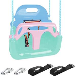 KINSPORY Altalena da Giardino 3 in 1 per Bambini, Altalena per bambini 3 in 1, Seggiolino Altalena Bambini Sedile in Plastica con Schienale e Cintura di Sicurezza per Esterno e Interno (Verde Chiaro)