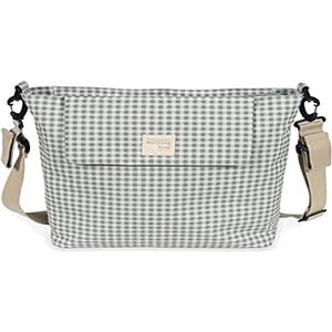 Walking Mum. Borsa fasciatoio I Love Vichy. Borsa per carrello o da appendere alla spalla. Colore verde. Dimensioni: 42 x 36 x 13 cm.