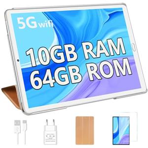 YESTEL Tablet 10 Pollici Android 13 con 10GB RAM + 64GB ROM (1TB Espandibile), GPS, 5G Wi-Fi, 8 Core CPU, 5MP + 8MP, BT 5.0, USB-C Tablet con Custodia, Oro