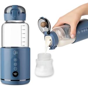 MyBabyBottle Scaldabiberon Portatile - Scalda Biberon Portatile Senza Fili, Veloce e Sicuro, Ricarica Rapida, in Vetro, Ideale per Viaggi e Spostamenti, Scaldabiberon Portatile Senza Fili Blu