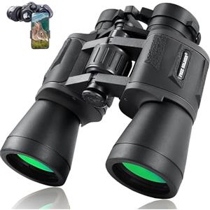 FREE SOLDIER Binocolo per Adulti con Visione Notturna a Bassa Luce, BAK4 Prisma FMC Lens Binocolo Compatto con Adattatore per Smartphone per Escursionismo Bird Watching Caccia, Nero