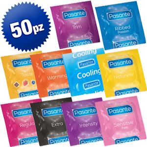 PASANTE - Kit preservativi misti - confezione da 50 Profilattici, 5 per Gusto