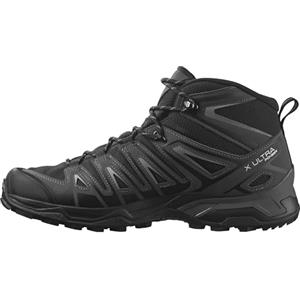 Salomon X Ultra Pioneer Mid Gore-Tex Scarpe Impermeabili Escursionismo da Uomo, Qualsiasi condizione meteo, Tenuta del piede sicura, Stabilità e ammortizzazione, Black/Magnet/Monument, 46 2/3 EU