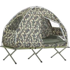 SoBuy Brandina pieghevole campeggio Tenda da Campeggio con materasso e 1 sacco a pelo Max Portata 114kg Verde Astratto Camuffare 193x86x160cm OGS32-TN