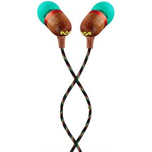 Marley House of Marley Smile Jamaica Auricolari Inear con Microfono, Driver 9mm Design ad Isolamento Acustico, Nero/Legno/Verde