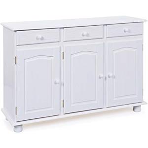 Inter Link - Cassettiera rustica - Credenza - Buffet - Stile rustico - Mobile laterale - Pino massiccio - 3 ante - 3 cassetti - Laccato bianco - Livio