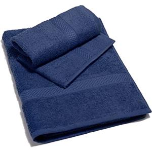 Caleffi - Minorca in Spugna 100% Morbido Cotone Idrofilo 450gsm, Lavabile in Lavatrice 40° + Asciugatrice, Coppia (55x105 cm + Ospite 40X60 cm) Colore INDIGO