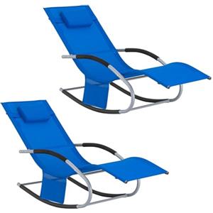 SoBuy Set di 2 sedie a dondolo da esterno Poltrone sedie sdraio da giardino con cuscino e poggiatesta portata fino a 150 kg Blu Klein OGS28-KBX2