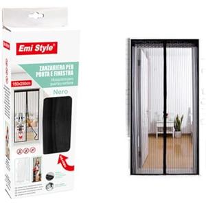 A2ZWORLD Tenda Zanzariera Magnetica Per Porta, 150X250cm, Colore nero, Zanzariera Anti Insetti Con Adesivo, Facile da Installare