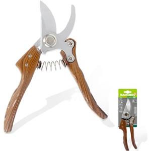 A2ZWORLD Forbici Cesoia Tagliarami 215mm con Molla, Forbici Potatura e Vendemmia Giardino Professionale con Manico in Legno, Potatrici da Orto, Attrezzi per Bonsai, Apertura Max 49mm