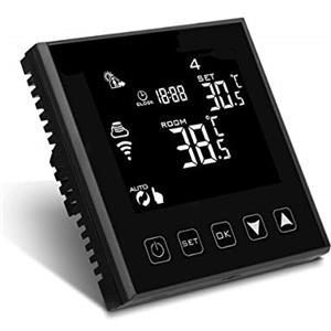 LEDLUX LL0251B Termostato Wi-Fi Con Touch Nero 220V Compatibile Con Alexa Google Home Per Caldaia A Gas Murale Da Parete Riscaldamento Termosifone Ad Acqua (Nero)