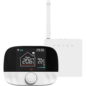 LEDLUX Kit Termostato Wireless RF WIFI, Termostato Wifi a Batteria, Compatibile Con Alexa Google, Per Caldaia A Gas