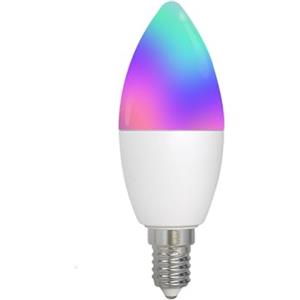 MeanWell Lampada Led E14, ZigBee 3.0, RGB+CW, Compatibile con TUYA, Compatibile con Smart Life AC 90-250V, 50/60HZ, 6W, 37X106mm