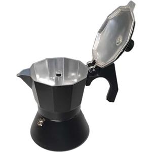 A2ZWORLD Caffettiera Moka in Alluminio, Non Adatto al Piano a Induzione, Nero (3 Tazze)