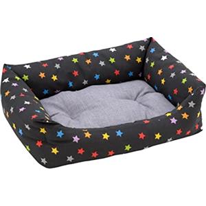 Baroni Home Cuccia per Cane in tessuto Grigio e Stelle Taglia S 45x60 cm, Morbido Divano Rettangolare, Comodo, per Camera da Letto Salotto Corridoio, Lavabile