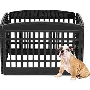 Iris Ohyama Estensione per recinto per cani, A60cm, 4 Pannelli, Nero, Plastica, Parco, Per Cucciolo, Gatti, Animali domestici, Interni, Esterni, Gabbia, Cuccia, Canile, CI-604E Panel