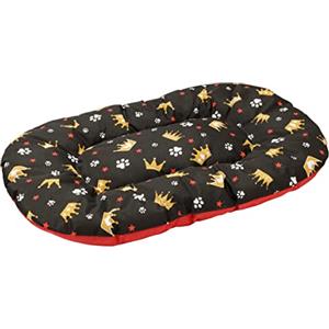 Baroni Home Cuscino Ovale per Cani e Gatti Tessuto Taglia, Imbottito con Morbido Foam, Utilizzabile su Entrambi i Lati (40x60x7 cm, Rosso e Nero Corone)