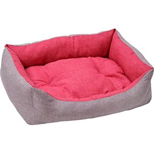 Baroni Home Cuccia per Cane in tessuto Grigio e Bordeaux Taglia S 45x60 cm, Morbido Divano Rettangolare, Comodo, per Camera da Letto Salotto Corridoio, Lavabile