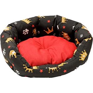Baroni Home Cuccia per Cane e Gatto in tessuto Taglia, Morbido Divano Ovali, Comodo, per Camera da Letto Salotto Corridoio, Lavabile, 45X55 cm, Rosso e Nero Corone