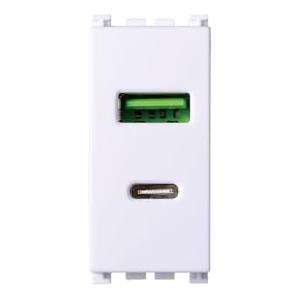 A2ZWORLD 1 Pezzo Modulo Presa Caricatore USB C + USB A 5V 3.1A, Compatibile Con Vimar Arkè, Colore Bianco