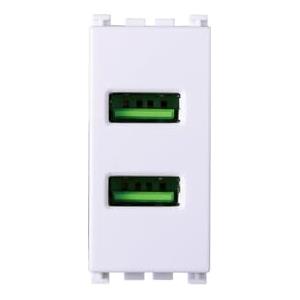 A2ZWORLD 1 Pezzo Modulo Presa Caricatore Doppio USB 5V 2,1A, Compatibile Con Vimar Arkè, Colore Bianco