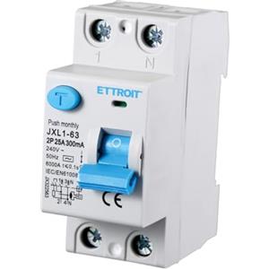 A2ZWORLD Interruttore Differenziale Puro 2P 2 Poli 6kA 300mA 220V, Occupa 2 Moduli DIN, RCCB 2P 300mA C25 25A