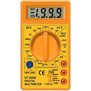 LEDLUX Mini Multimetro Digitale, Tester Universale Tascabile, Voltmetro Amperometro Ohm Tester DT830B (120X68X22mm)