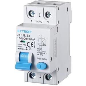 ZOREI Interruttore Magnetotermico Differenziale 300mA, 1P+N 6KA 220V, Occupa 2 Moduli DIN, RCBO 1P+N 300mA C40 40A