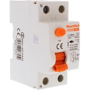 A2ZWORLD GC15625, Interruttore Differenziale Puro 300mA, 25A, RCCB Tipo A 6kA, 1P+N Occupa 2 Moduli DIN