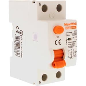 A2ZWORLD GC75640, Interruttore Differenziale Puro 300mA, 40A, RCCB Tipo AC 6kA, 1P+N Occupa 2 Moduli DIN