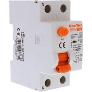 A2ZWORLD GC75625, Interruttore Differenziale Puro 300mA, 25A, RCCB Tipo AC 6kA, 1P+N Occupa 2 Moduli DIN