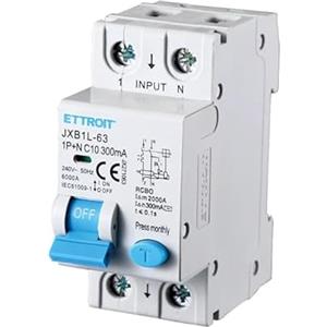 ETTROIT INTERRUTTORI MAGNETOTERMICI DIFFERENZIALI SALVAVITA PER BARRA DIN 2 MODULI 1P+N 240V 300mA 6KA (10A)
