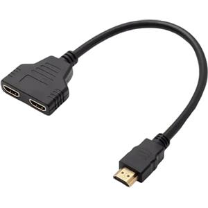 Fllyvly Cavo splitter HDMI 1 ingresso 2 uscite, adattatore HDMI per duplicazione del segnale, compatibile con Xbox, PS3, HDTV, 1080p, multipresa hdmi per TV, lunghezza 30 cm, connettore placcato oro