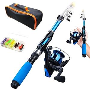 Jorzer Set Di Canne Da Pesca E Mulinello Canne Da Pesca per Bambini Canne Da Pesca 4PCS Mini Canne Da Pesca Portatili Telescopiche per Bambini Starter Set Anello Di Guida in Ceramica Esca in Fibra Di Vetro