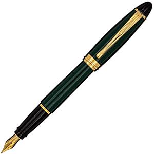 Aurora Pen Aurora - Penna stilografica in resina IPSILON | Penna in resina verde con guarnizioni dorate | pennino in acciaio cromato di spessore M | confezione regalo