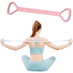 Generic Fascia di resistenza a forma di 8, per esercizi di braccia, schiena, spalle, corda elastica, per fitness, piedi, gambe, mani, braccia, yoga, pilates, stretching, fisioterapia, allenamento a casa (rosa