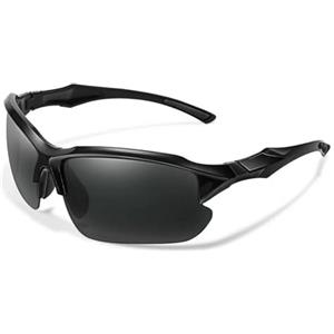 GWAWG Occhiali da sole sportivi polarizzati, occhiali da ciclismo uomo donna per ciclismo con protezione UV400 per guida, golf, sci, pesca e corsa (nero)