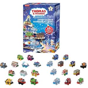 Thomas & Friends - MINIS Calendario dell'Avvento, 24 sorprese per le feste di Natale, include 8 trenini e veicoli di cui 2 profumati, giocattolo per bambini, 3+ anni, HWB49